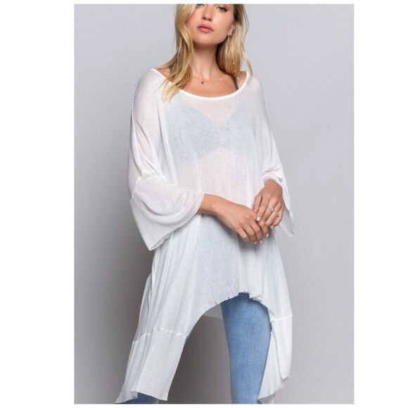 𝅺OFF White Asymmetrical Knit Top  Shark-bite Hem - Picture 4 of 11